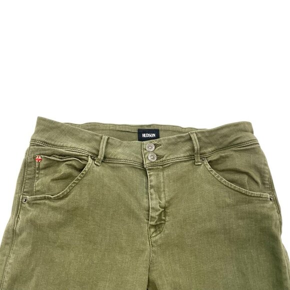 Hudson Low Rise Raw Hem Flap Pocket Skinny Jean Stretch Denim Olive Green sz 32 - Picture 3 of 9